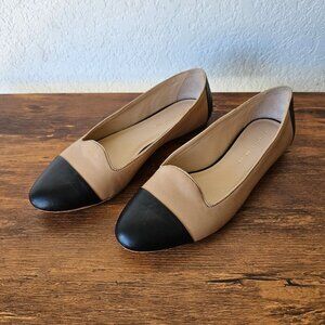 Loeffler Randall Britta VA Beige Tan Black Leather Ballet Slip On Flats 7.5